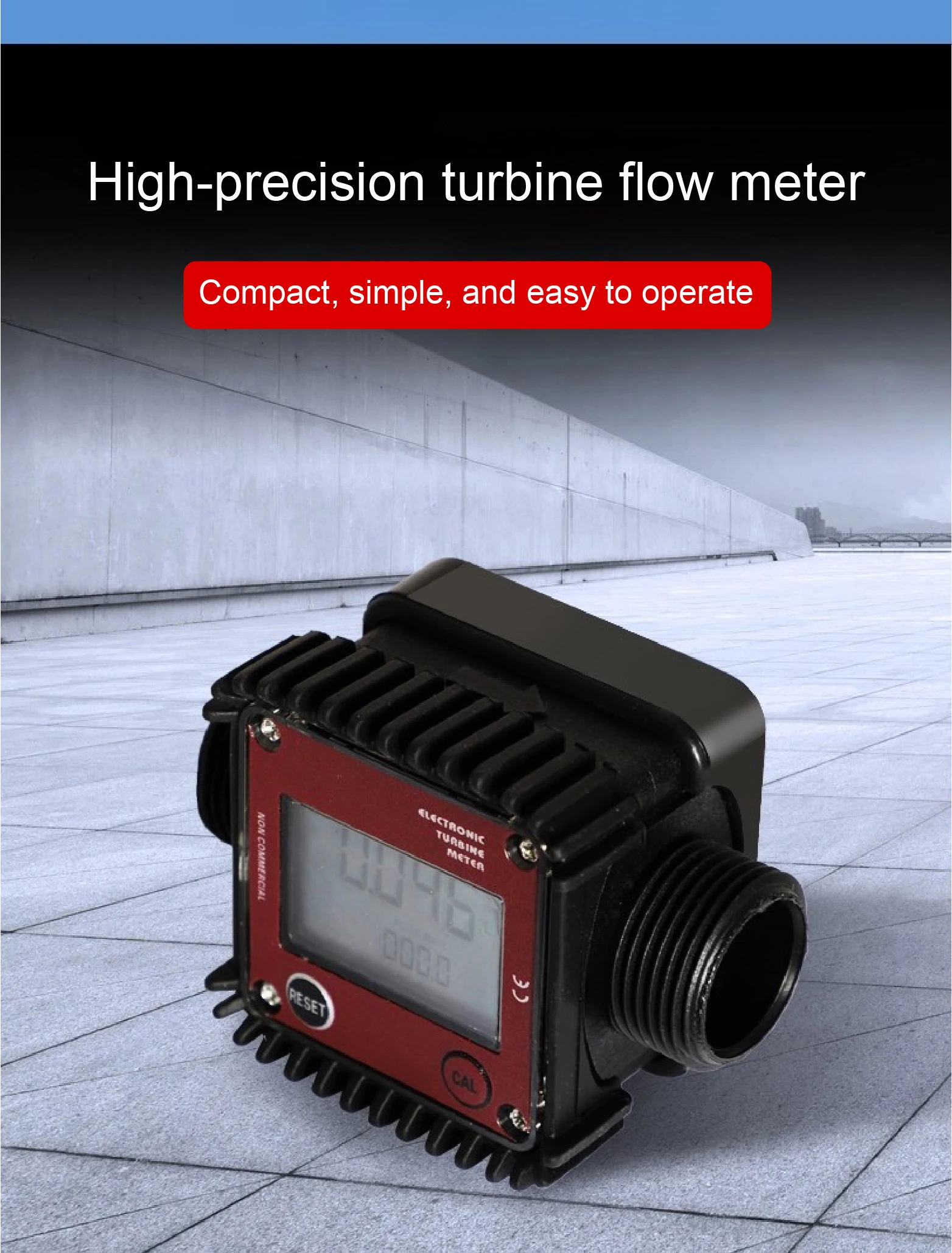 Electronic Turbine Flowmeter K24 Digital Fuel Flow Meter Diesel Methanol Water
