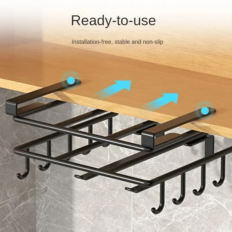 Kitchen Hanging Organizer Rack with Hooks Under Cupboard Paper Towel Rags Hanger Cutting Board Pot Cover Holder Storage Shelf 3