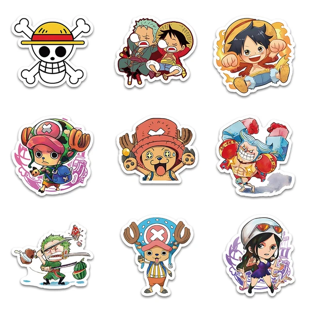 10/30/55pcs Cute One Piece Anime Stickers Cartoon DIY Skateboard Phone Case Laptop Waterproof Cool Zoro Luffy Sticker Decals Toy 5
