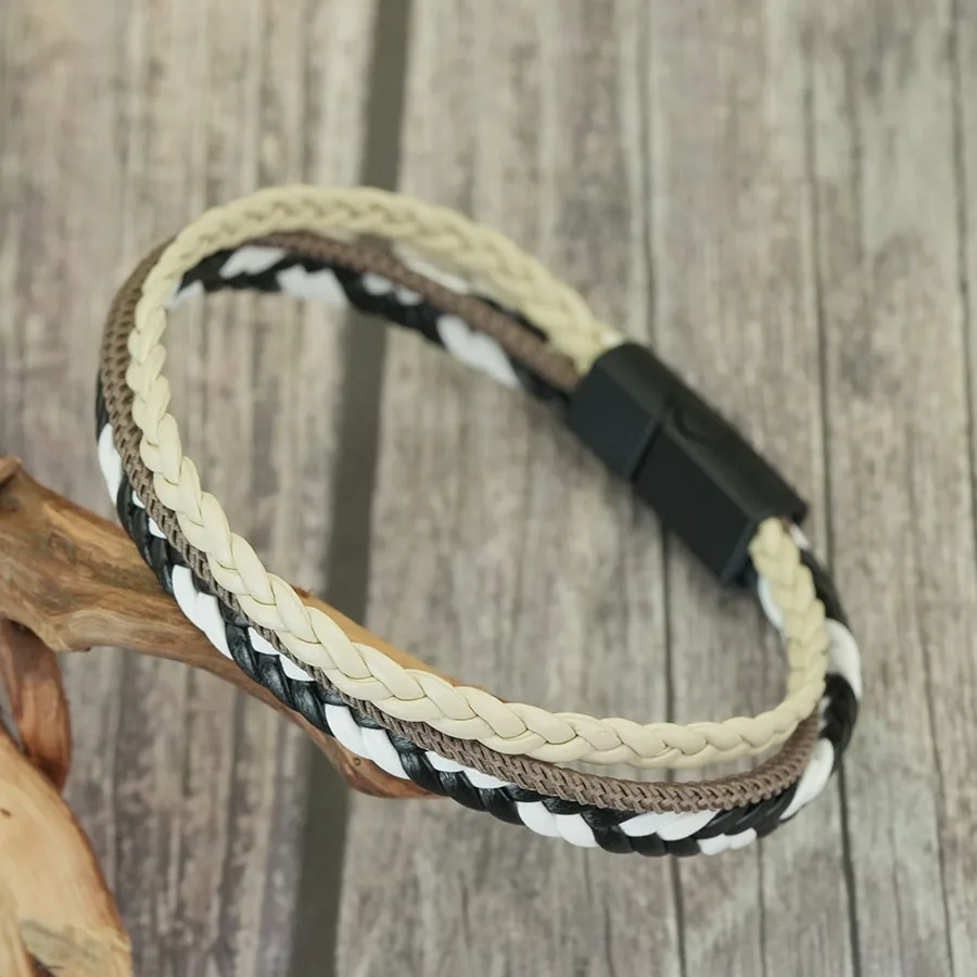 Handmade Braided Leather Men Bracelet
