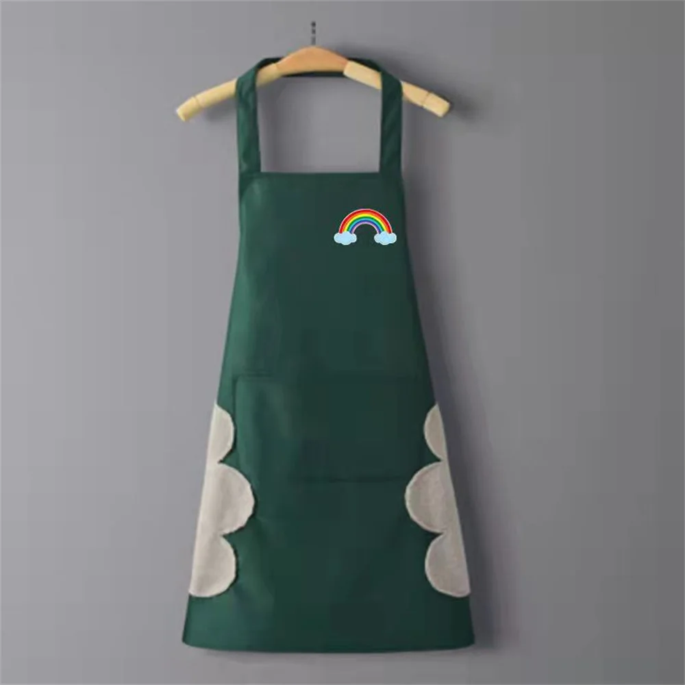 Print Kitchen Hand-wiping Apron With Pocket Sleeveless Restaurant Waiter Chef Pinafore Cooking Baking Waterproof Oilproof Aprons