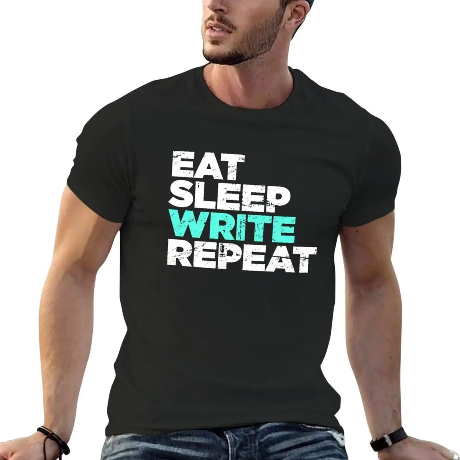 

Eat, Sleep, Write Funny Novelist Writer Gift T-Shirt hippie clothes oversizeds blacks heavy weight t shirts for men