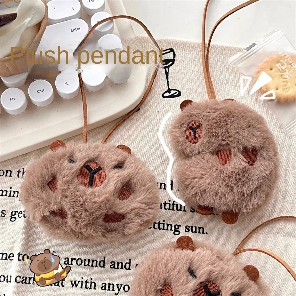 Cute Plush Capybara Keychain Cartoon Bag Pendant Capybara Doll Brooch Fluffty Animal Doll Key Ring Pendant Men Women Image 6