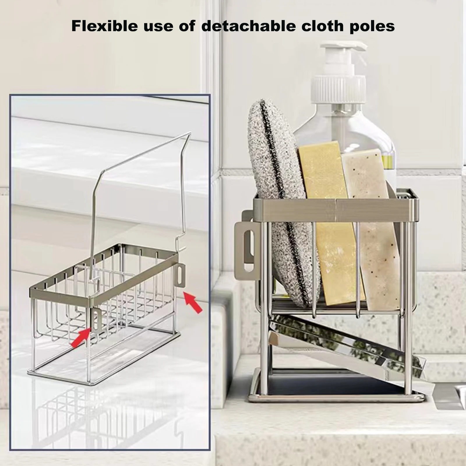 1pc Sink Storage Shelf Table Top Spong Mop Rag Dishcloth Sink Draining  Bathroom Storage Rack
