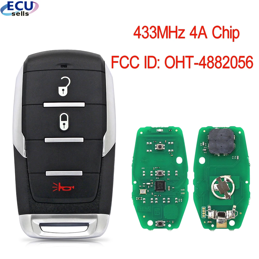 3/4/5/6 Buttons Smart Prox Remote Key with 433.92MHz 4A Chip for Dodge Ram 1500 Pickup Fob FCC ID: OHT-4882056 car remote key