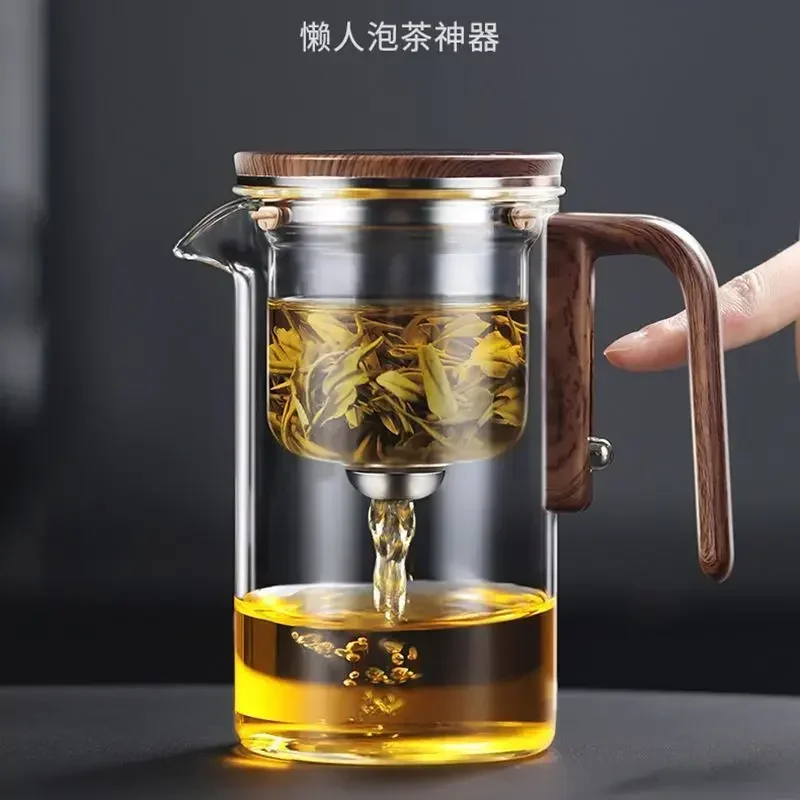 Water Separation Inner Container Teapot One Click Magnetic Switch Tea Separation Filtration Glass Tea Pot Wood Handle glass teapot glass tea pot tea pot