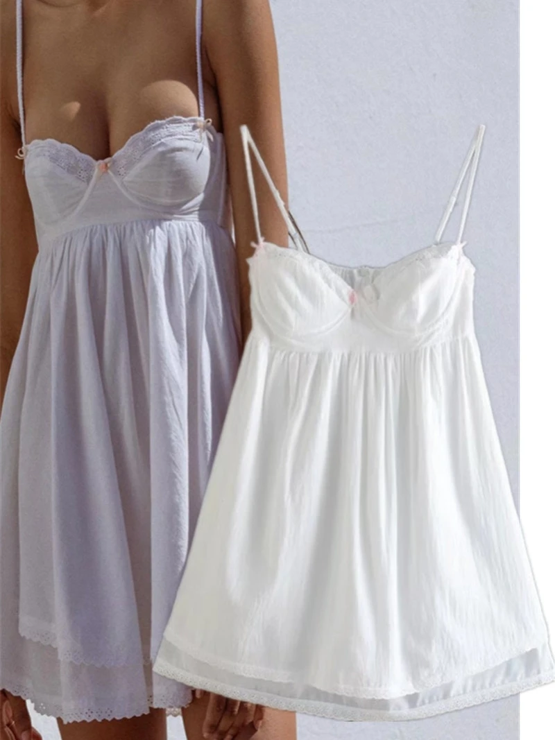 White Lace ter Dr Sweet Desire Pure Color Island Vaion Sle High Waist ort Skirt A-Line Silhouette Street Sle 1