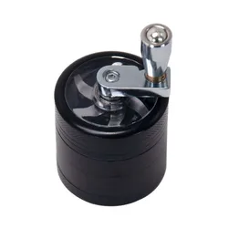 Premium 4 - Layer Metal Herb & Spice Grinder with Hand Crank Handle (Black)