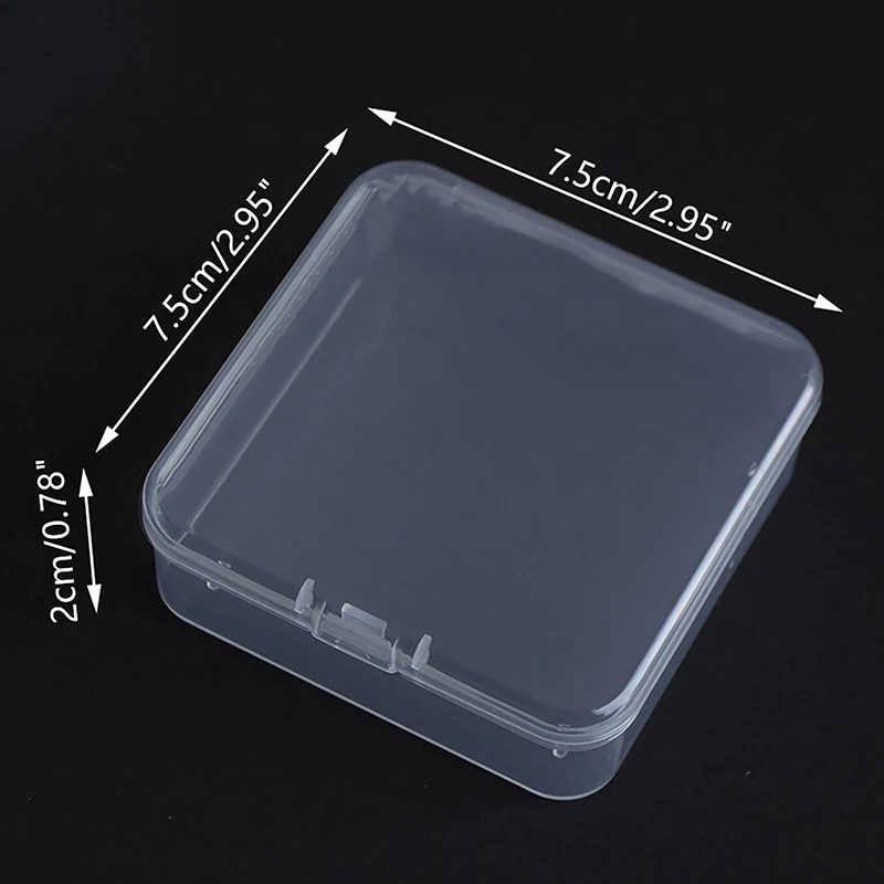 

2Pcs Plastic Transparent Storage Box Square Small Items Case Packing Boxes Jewelry Beads Container Sundries Organizer