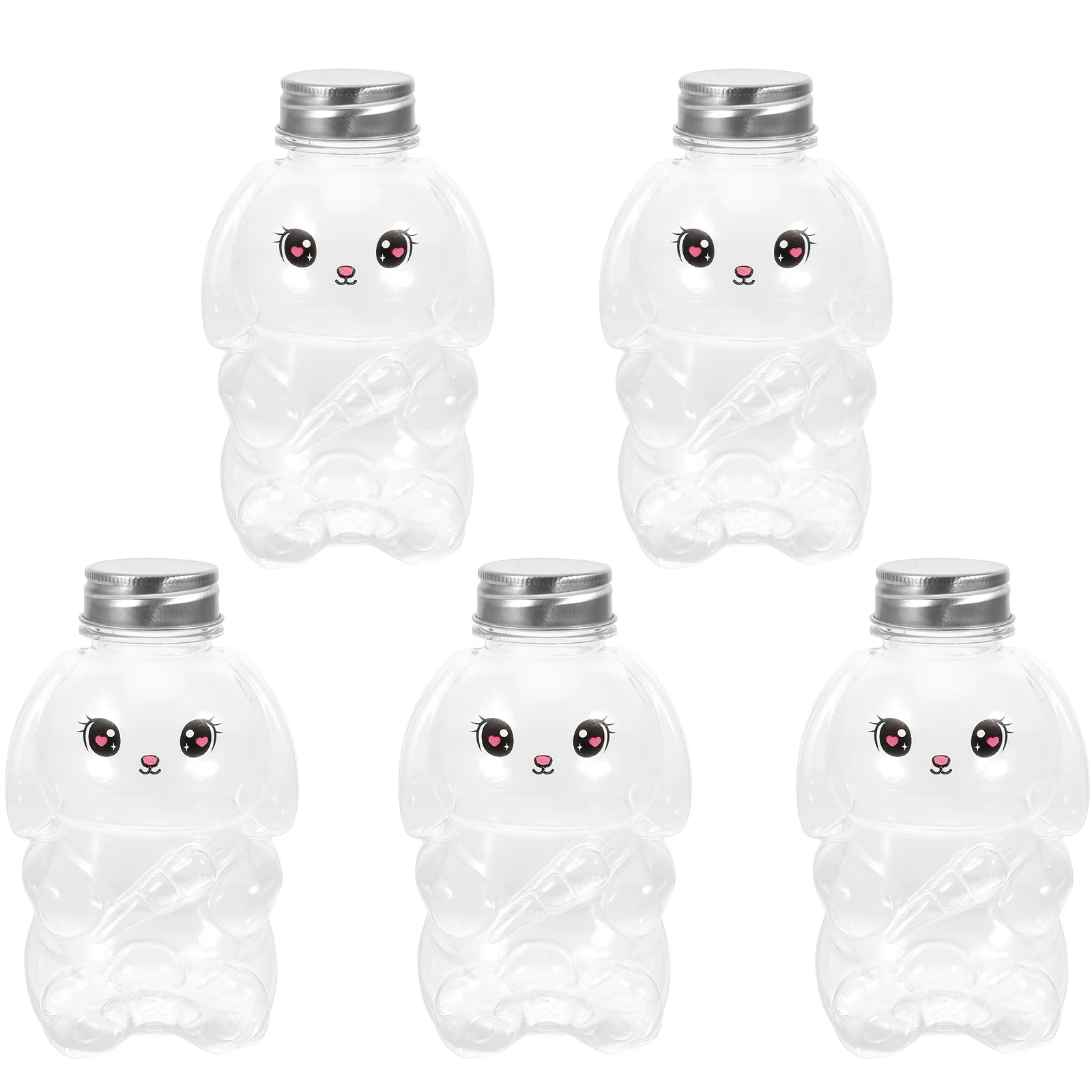 5 Pcs Rabbit Transparent Special-shaped Bottle Milk Water Bottles The Pet Juice Containers for Party 5