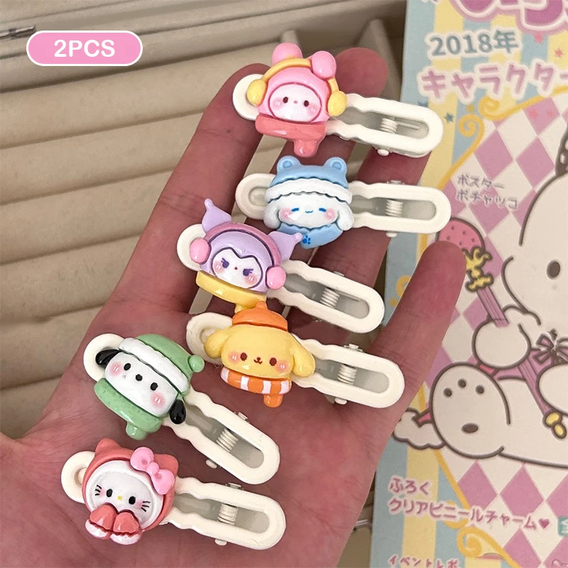 

2 Pcs Kawaii Simplicity Cartoon Anime Winter Hair Clip Cute Sweet Children Side Bangs Hairpin Headdress Gifts For Girls