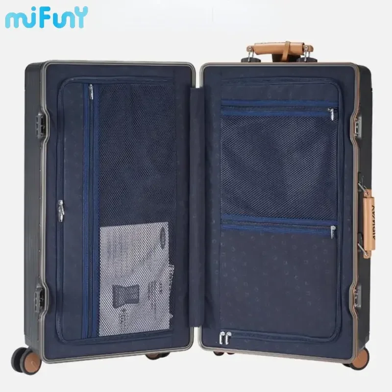 Mifuny Wide Tie Rod Aluminum Frame Travel Suitcases Female PC Trolley Male Large Capacity Business Rolling Luggage Boarding Box