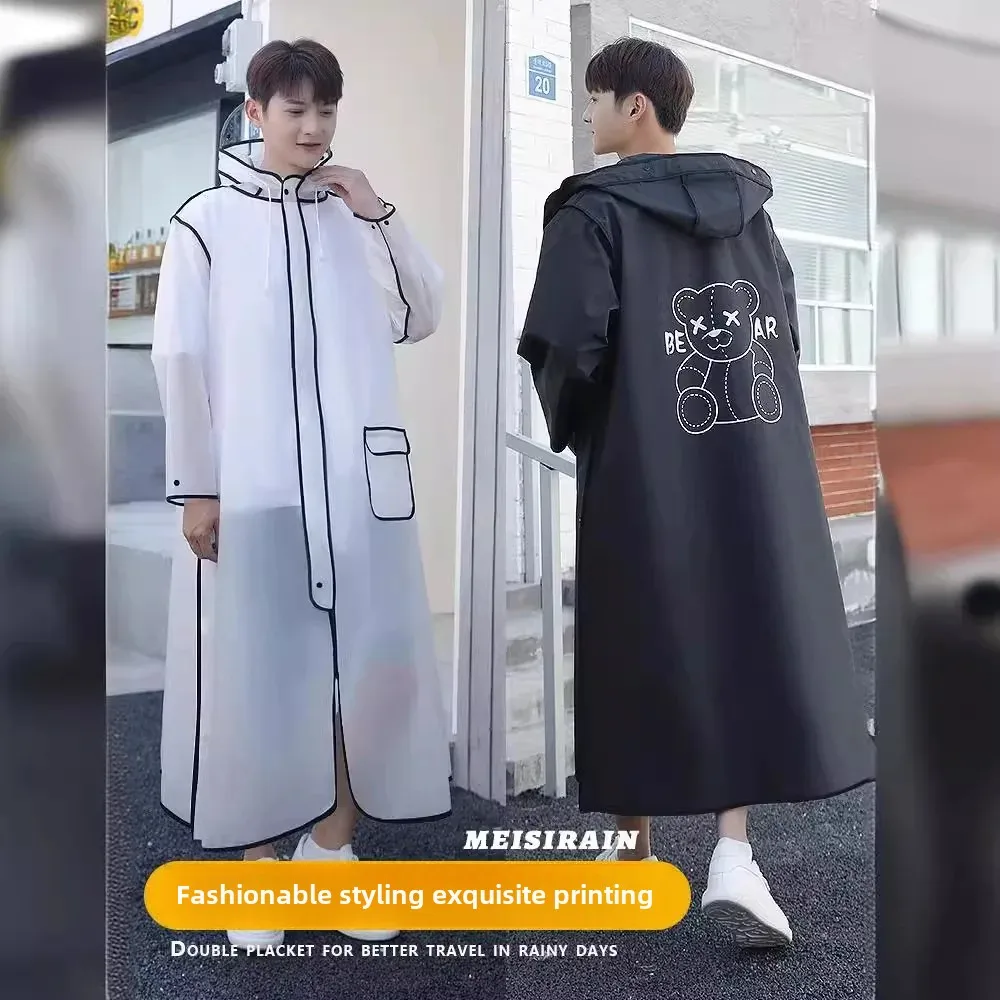 Bear Long Thickened Disposable Raincoat for Men Women Children Adults Full Body Waterproof Transparent Motorcycle Riding Gear Ac