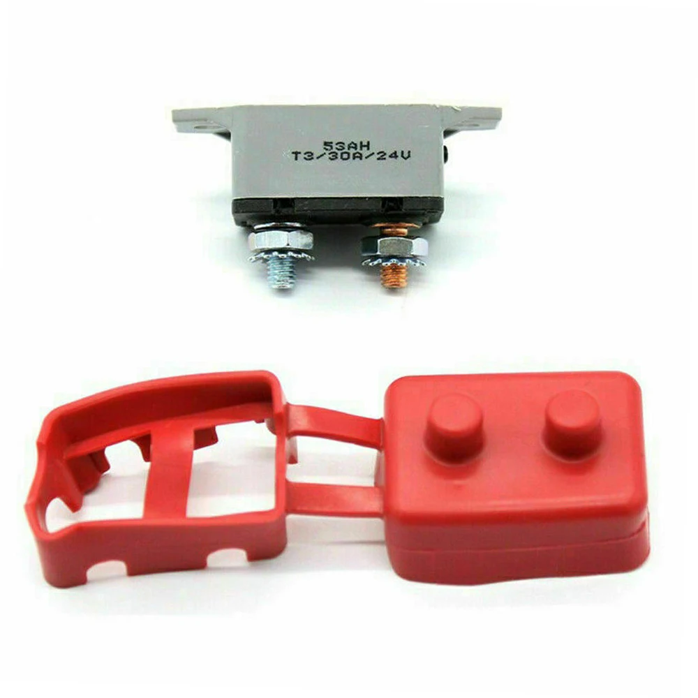 10-50A AMP 12V Circuit Breaker With Cover Dual Battery Fuse Automatic Auto Reset Waterproof Car Overcurrent Protector Stud Bolt