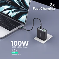 100W GaN USB-C Wall Charger,USB C PD100W PD65W 45W 20W For Laptop MacBook Pro Thinkpad iPhone 14 13 12 Pro Max Samsung Galaxy 2