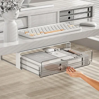 Selbstklebende Schublade für Unter-Tisch-Aufbewahrung - Versteckter Schubladentyp Lagerschrank für Büro, Schreibtisch, Kosmetik und Schreibwaren