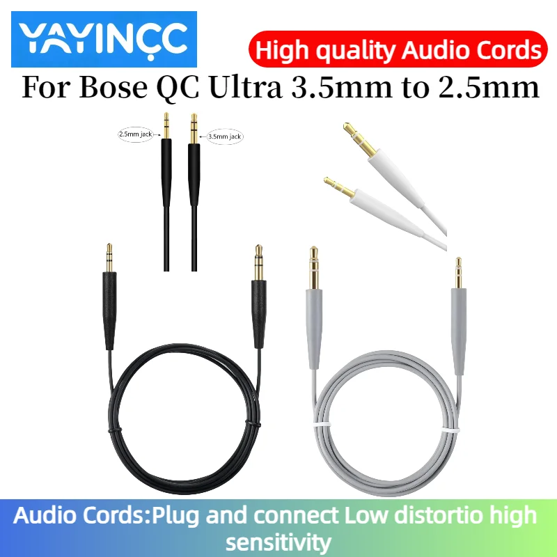 YAYINCC Kopfhörerkabel für Bose QuietComfort Ultra QC Ultra Kopfhörer Audiokabel 3,5mm auf 2,5mm Tragbares Paar Aufnahmekabel