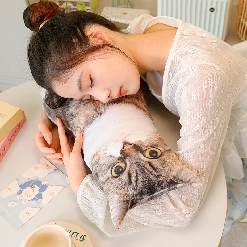 Lifelike 3D Cat Plush Toy Stuffed Soft Animal Doll Simulation Sleep Pillow Sofa Cushion Cartoon Home Decor Gift