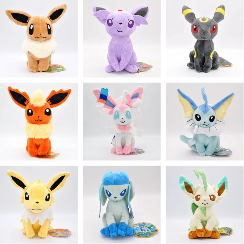 

1pcs 17-25cm TAKARA TOMY Pokemon Sylveon Eevee Vaporeon Espeon Umbreon Glaceon Jolteon Flareon Soft Plush Toys Gifts for Kids