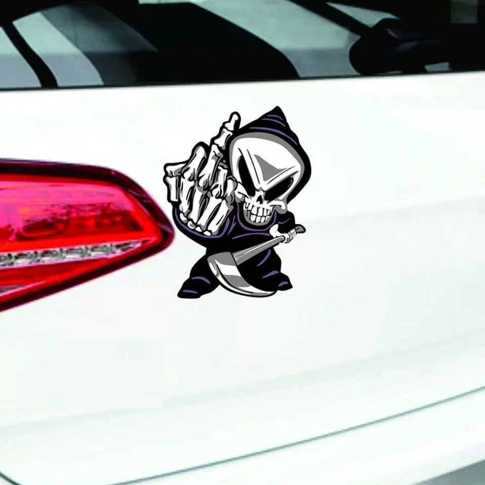 Adesivi per Dito Medio per Auto, Dito Medio Scheletro a Mano Adesivo per Cartoni Animati Decalcomanie Riflettenti per Paraurti Auto Impermeabile Divertente Scherzo Strano Decorazione Decalcomanie