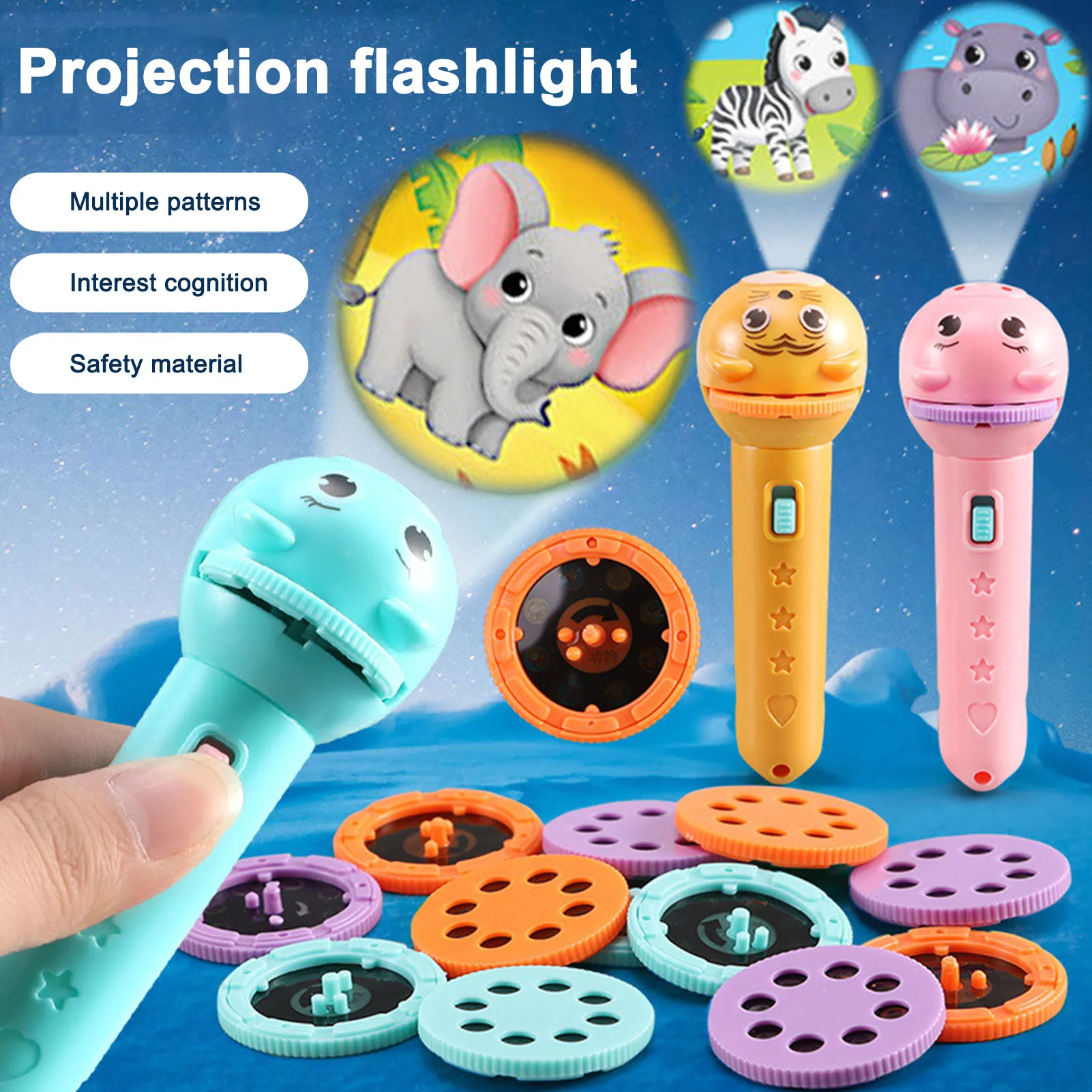 Kids Flashlights Projector Flashlight Slide Projector Learning Toy 8
