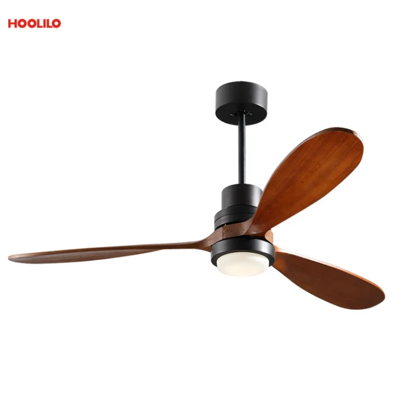 42 52Inch 3 Solid Wood Blade DC Motor Ceiling Fan with Light Remote Control Ventilador De Techo