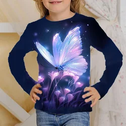 Top Clothes For Children T-Shirts Fashion Girly Tee Shirt Long Sleeves From 6 To 14 Years Birthday Girl Teens 2023 Autumn Kids