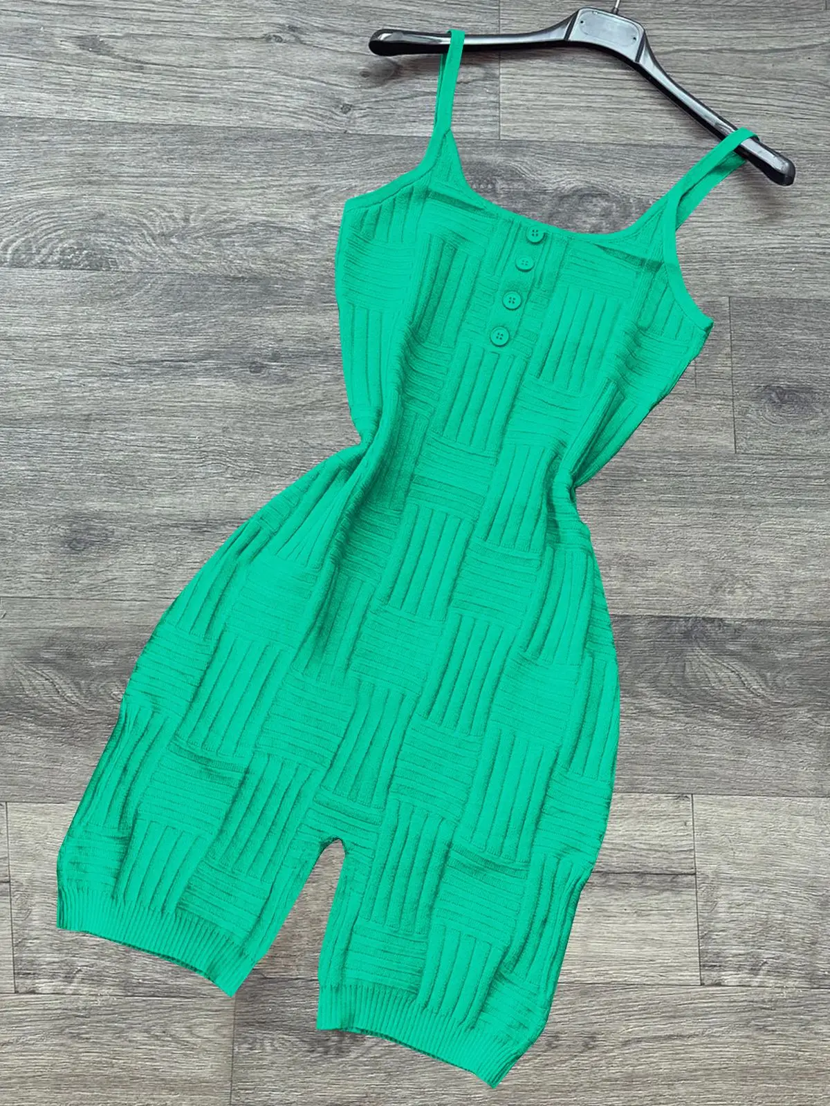 WomenSummerShortJumpsuitSolidColorWoolStripesSlingOnePiece