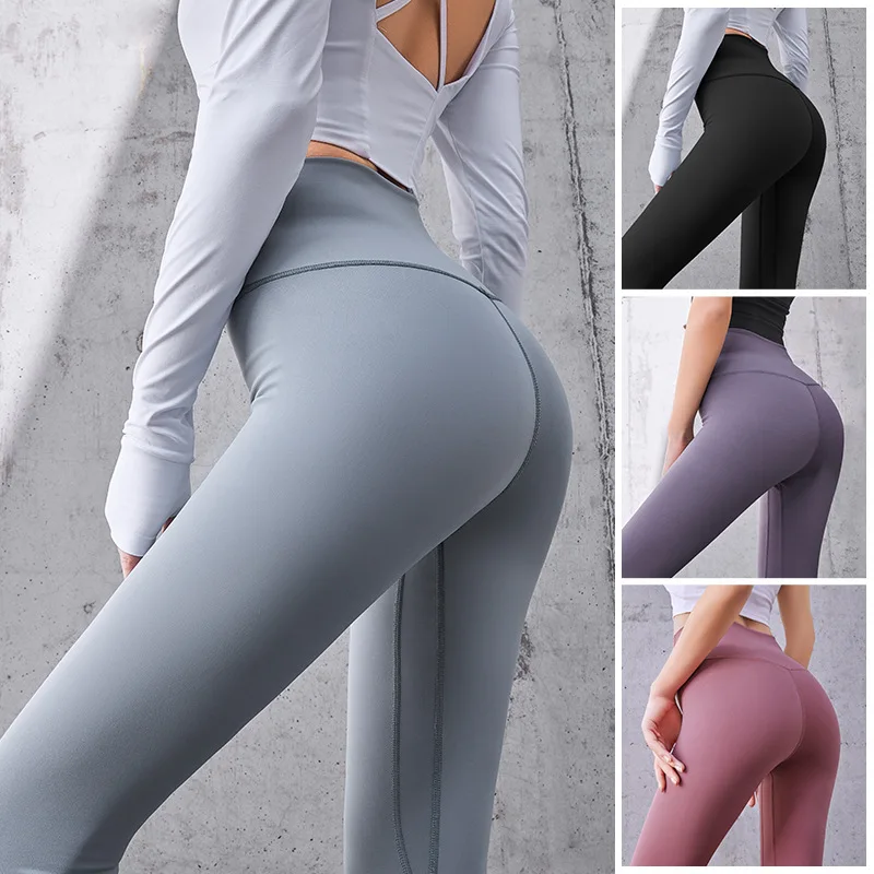 Traceless long quick drying women's peach fitness exercise tight high waisted running hip lifting yoga pants