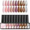 10PCS/SET Nail Polish Gel Set Autumn Brown Color Glitter Semi Permanent Soak Off UV Nail Art Manicure Varnish Supplies Kit 1