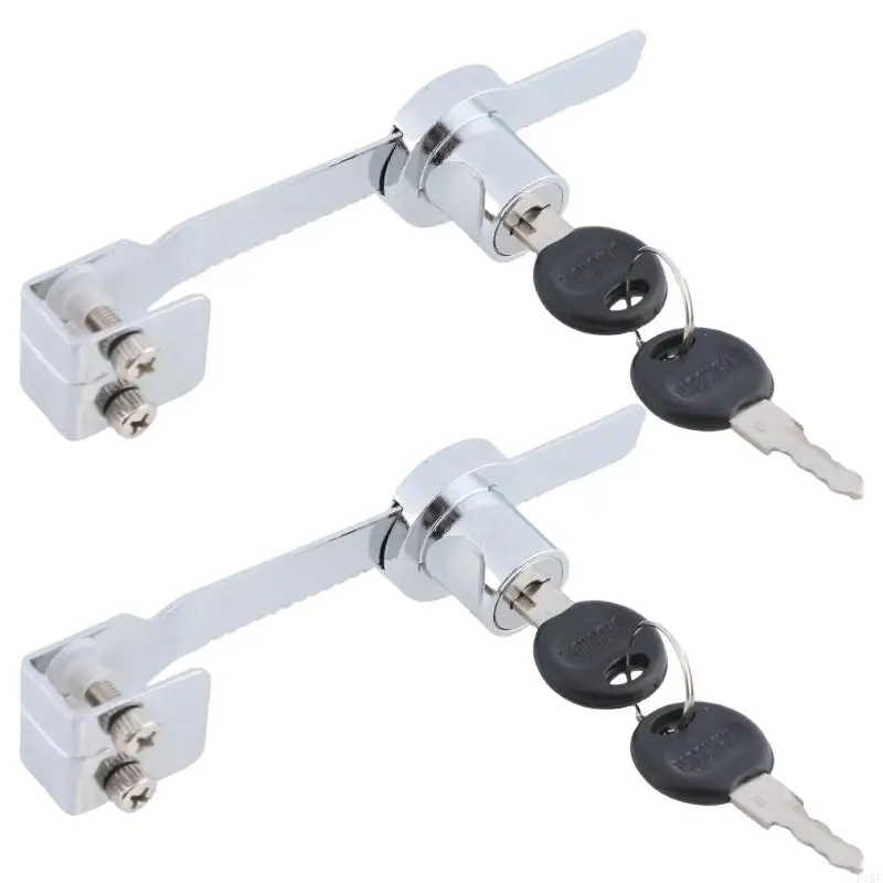 P15F 2Pcs Sliding Glass Door Ratchets Lock with Key Showcases Display Case Lock