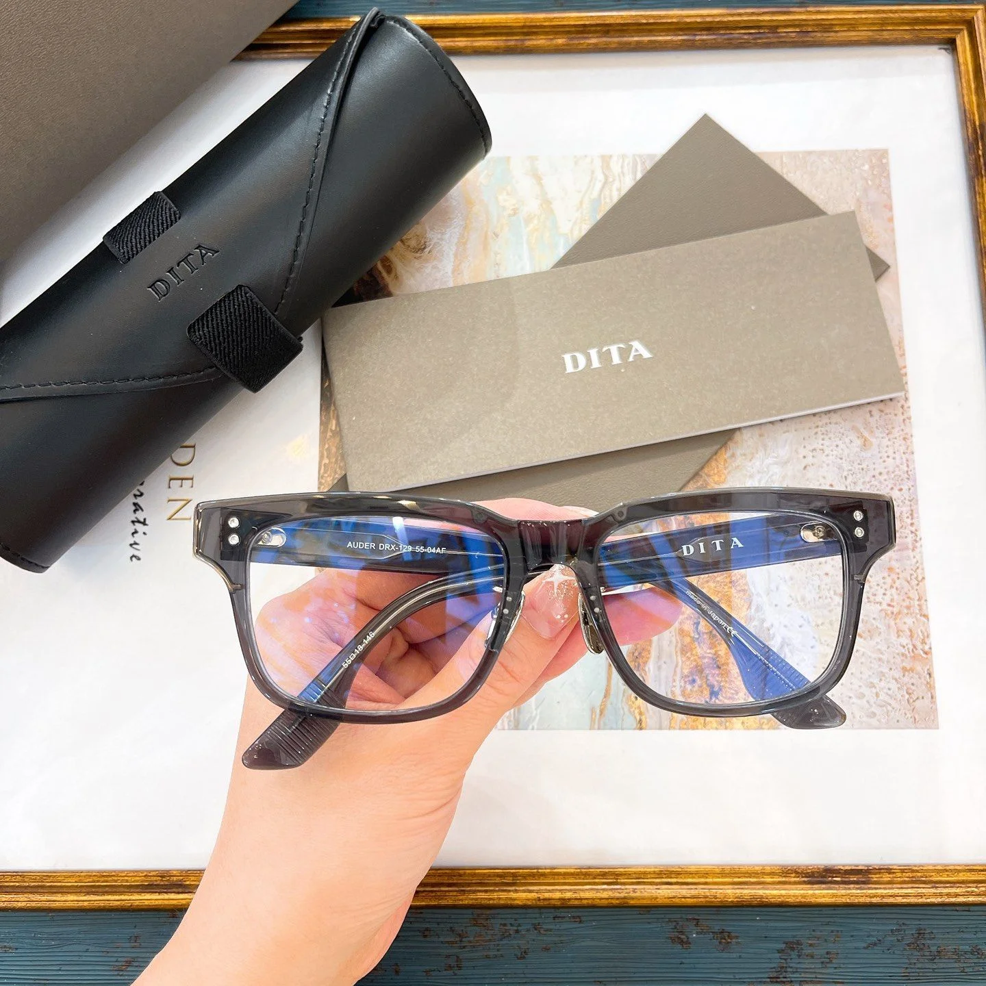 

DITA AUDER DRX-129 Stylish Casual Acetate Gray Frame Men Sun Glasses Retro Popular Business Clear Lens Women Couple Eyewear