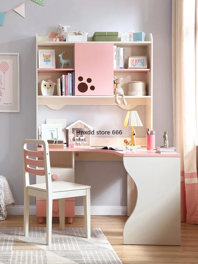 Student children's room desk bookcase combination integrated corner bookshelf