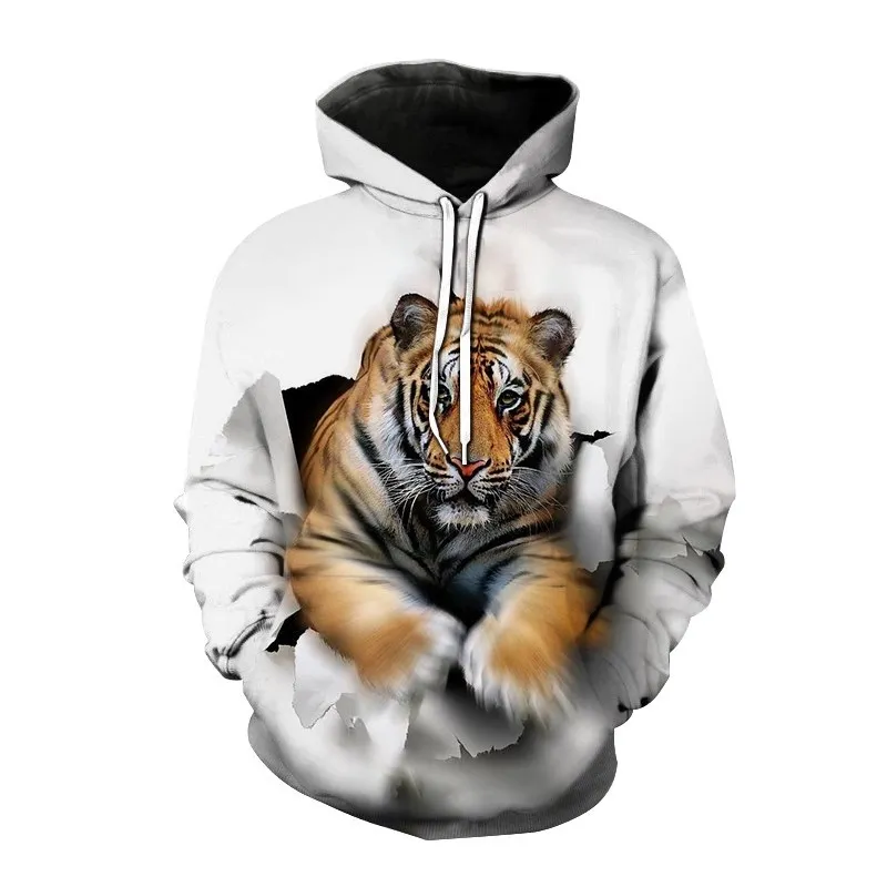thumbnail image 1 of Sudadera con estampado de tigre para hombre, nueva moda 2023, sudadera holgada con bolsillo y estampado 3D, sudadera de manga larga, ropa para hombre, 1 of 5