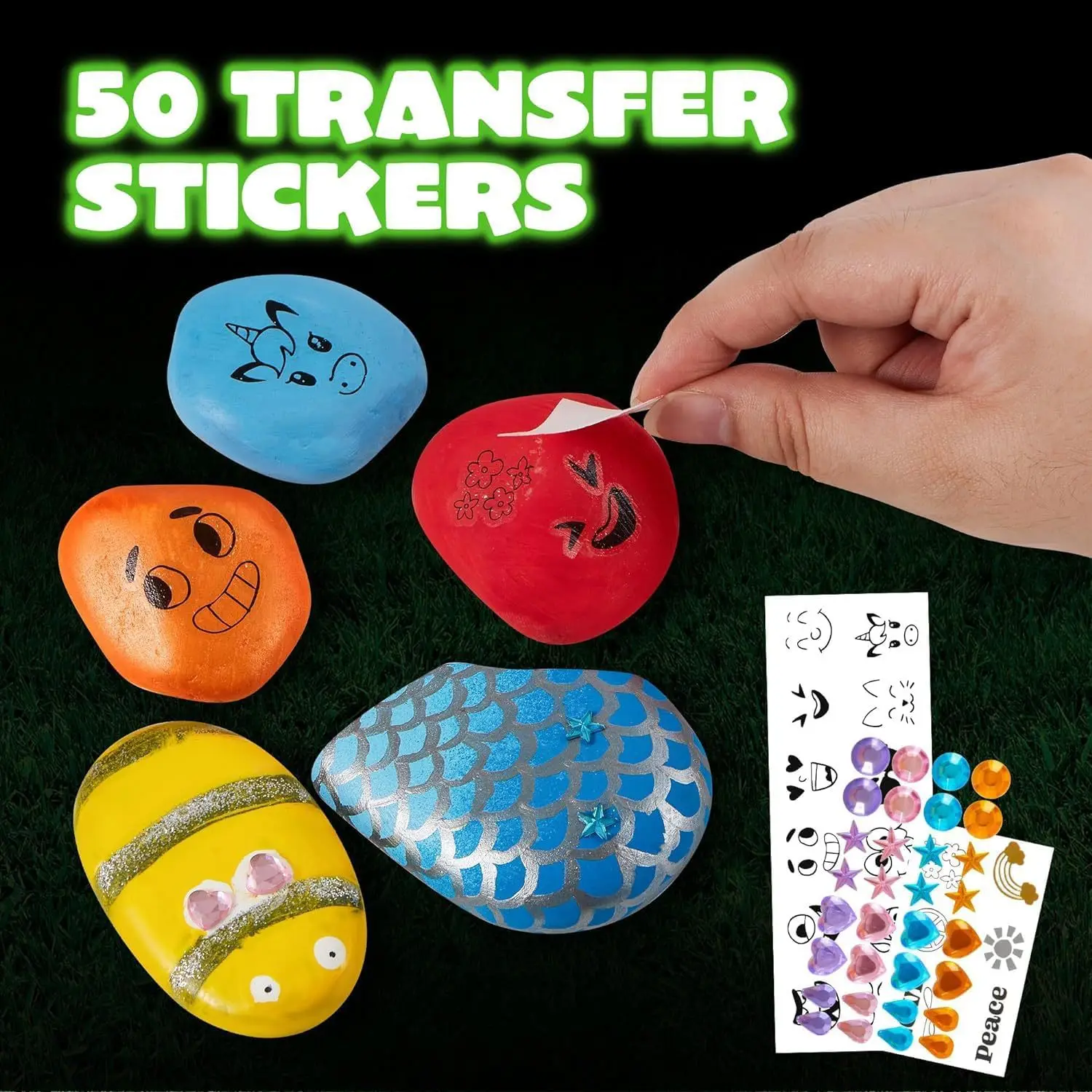 Rock Painting Kit Rocks for Painting, Arts and Crafts for Kids Ages 6-12 Rock Painting Kit Art Supplies Children's Day Gifts