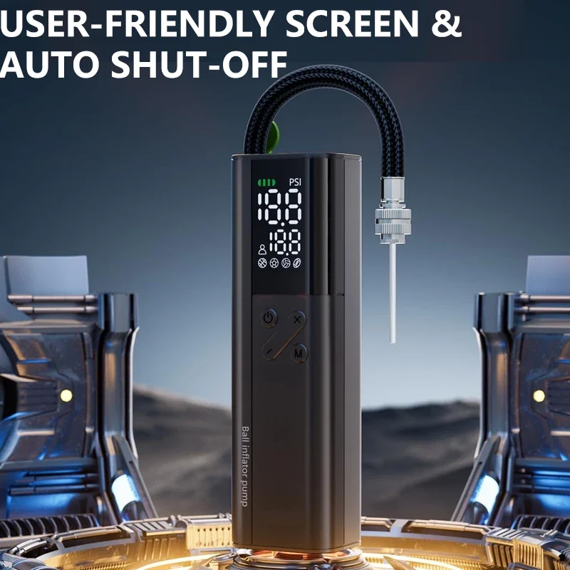 Portable Car Tire Air Pump20PSI Air Compressor Wired Electric Pump with Digital Display for Soccer Basketball Motorcycle Bicycle