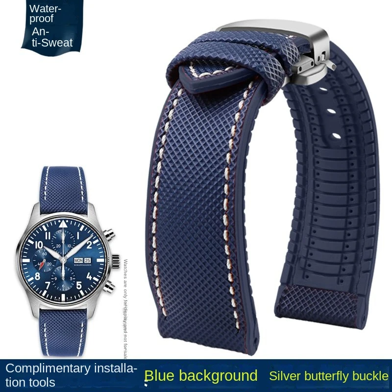 thumbnail image 1 of Correa de reloj de nailon resistente al agua con base de goma de 20 mm, 22 mm, 23 mm y 24 mm para la serie Longines, IWC Pilot Mark 18, Seiko y Omega, 1 of 5