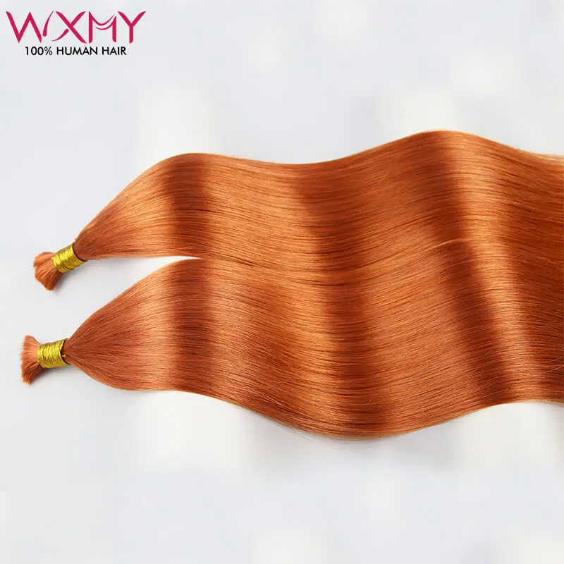 WXMY Human Braiding Hair Bulk No Weft Extensions 12-24Inch Real Human Hair Bulk For Braiding 100g/pcs Remy Straight Bundles #350