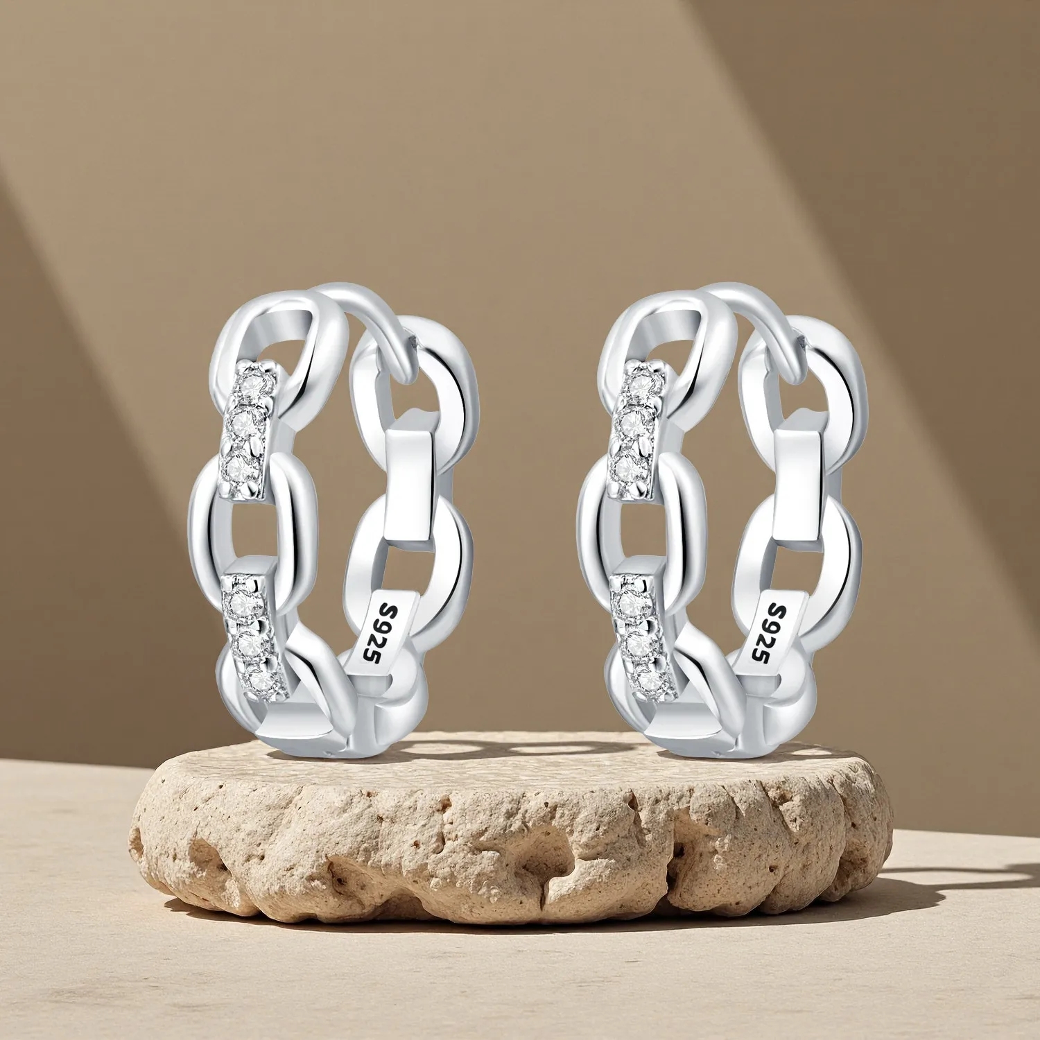CYCUFF S 할로우 체인 디자인 귀걸이 후프 귀걸이 여성 쥬얼리 오리지널 트렌디 기념일 선물