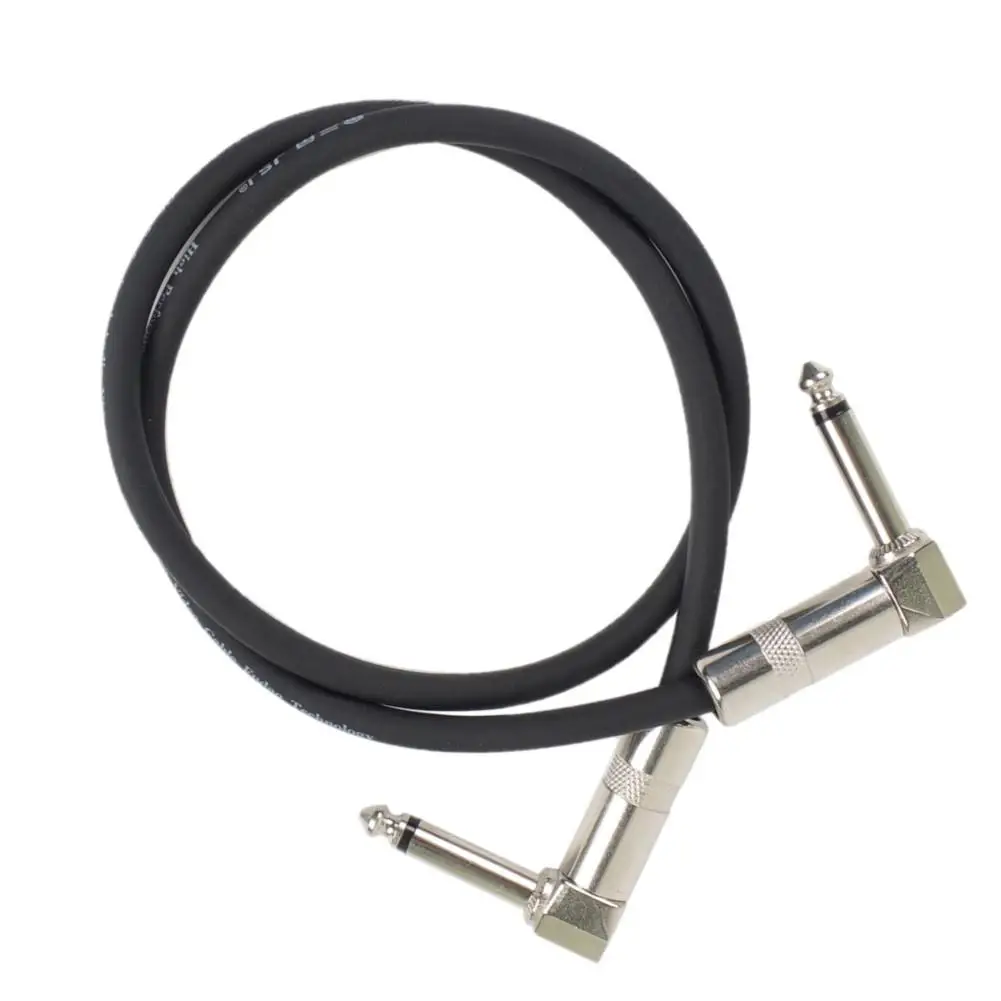 60cm/24inch Guitar Effects Pedal Cable Flat Patch Connector 6.35mm Plug Copper Core PU Surface Wire Adapter Line Round Head