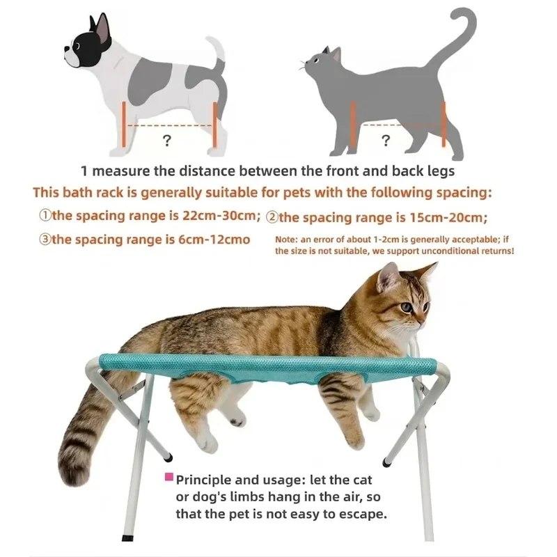 Supporto per Amaca per Toelettatura Animali, Pieghevole, in Rete Traspirante, per Gatti e Cani di Piccola Taglia, Anti-Fuga, Facile da Pulire - immagine 2