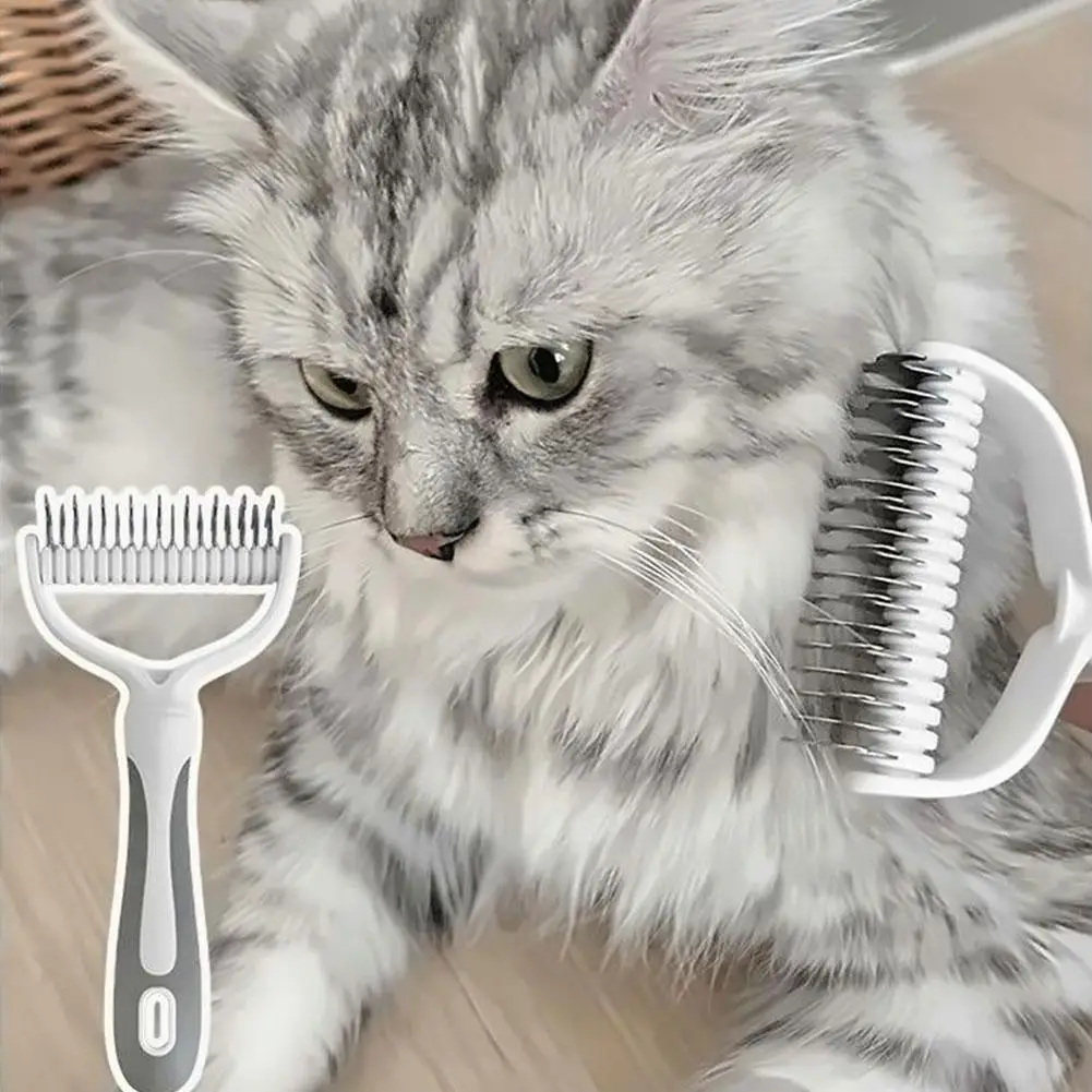 Cat Brush Cat Fur Knot Cutter Pets Hair Removal Comb Dog Grooming Shedding Tools Double-sided Knotting Comb For Pets