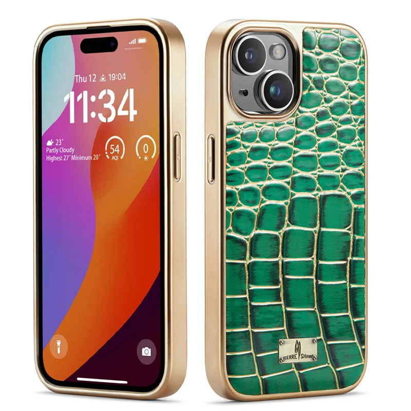 Luxury Electroplating Pu Crocodile Imitation Leather Phone Cases For Iphone 15 Plus Pro Max 15plus Shockproof Cover Case