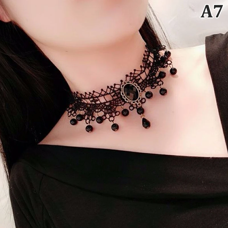 Choker Gotico Con Ciondolo Fiore Di Cera – Collana Halloween Per Donne E Ragazze – Accessorio Satinato