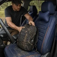 Universal PU Leather Car Seat Covers Full Set with Neck Pillows, Front & Rear Seat Protectors for Cars, SUVs, Trucks & Vans 7
