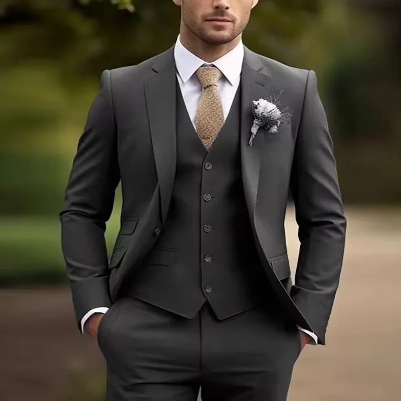 Men's suits Business Suit Men Elegant man suit Tuxedos Groom Groomsman Prom Wedding Party Formal 3Piece Set Jacket Vest Pants