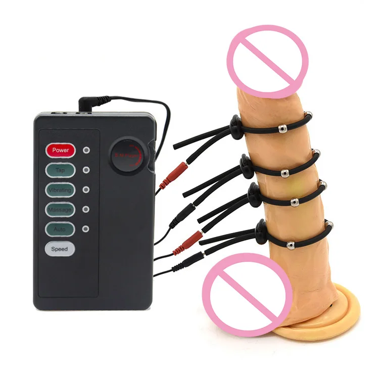 Electric Shock Silicone Cock Ring Penis Extender Masturbator for Men electro sex toys electric sex toys