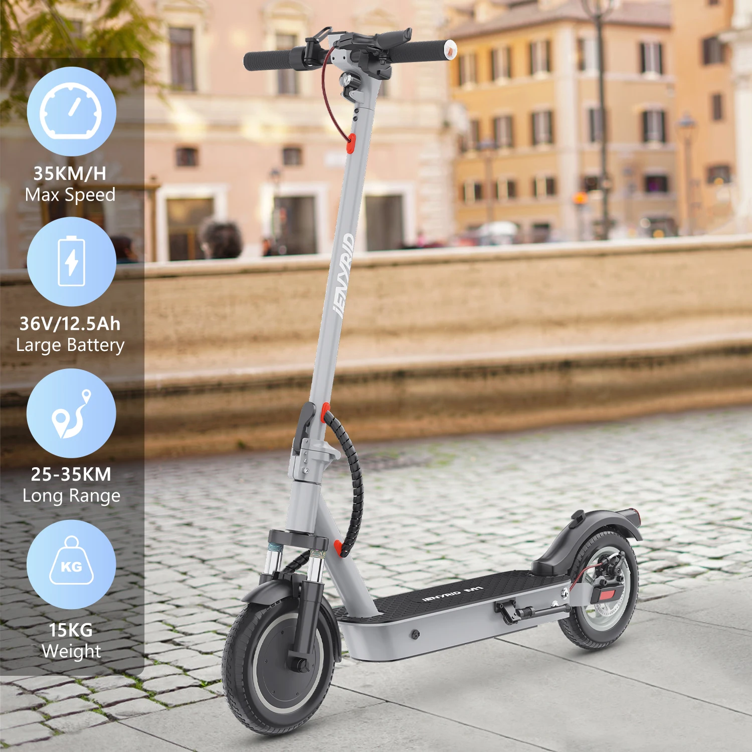 Electric Scooter For Adults With 10inch Solid Tire 500W Motor 35mph Top Speed 25miles Range Dual Suspension 36V 12.5Ah Battery electric scooter