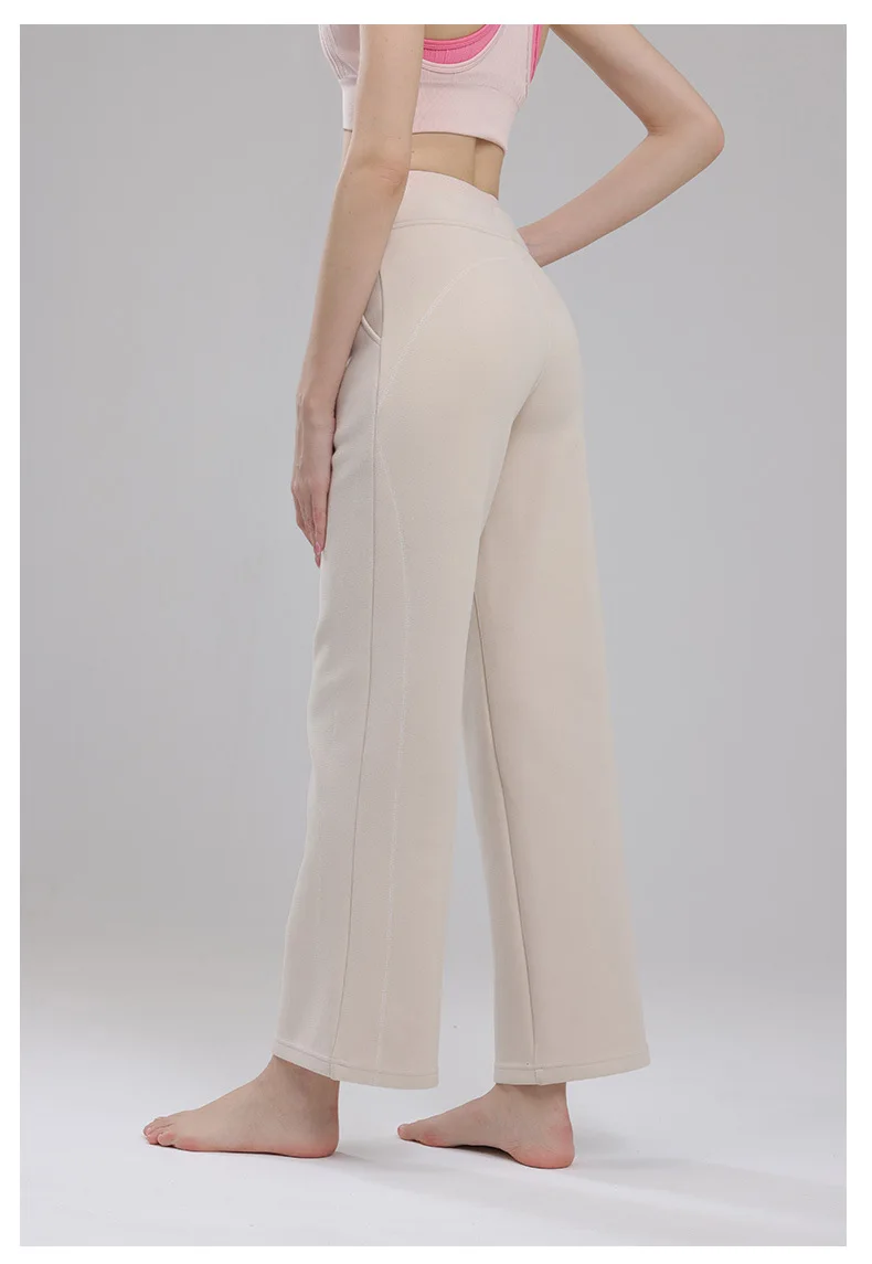 Sports Long Pants Women Loose Slim Fitness Training Pants Running High Waist Casual Yoga Wide Leg Drawstring Soft