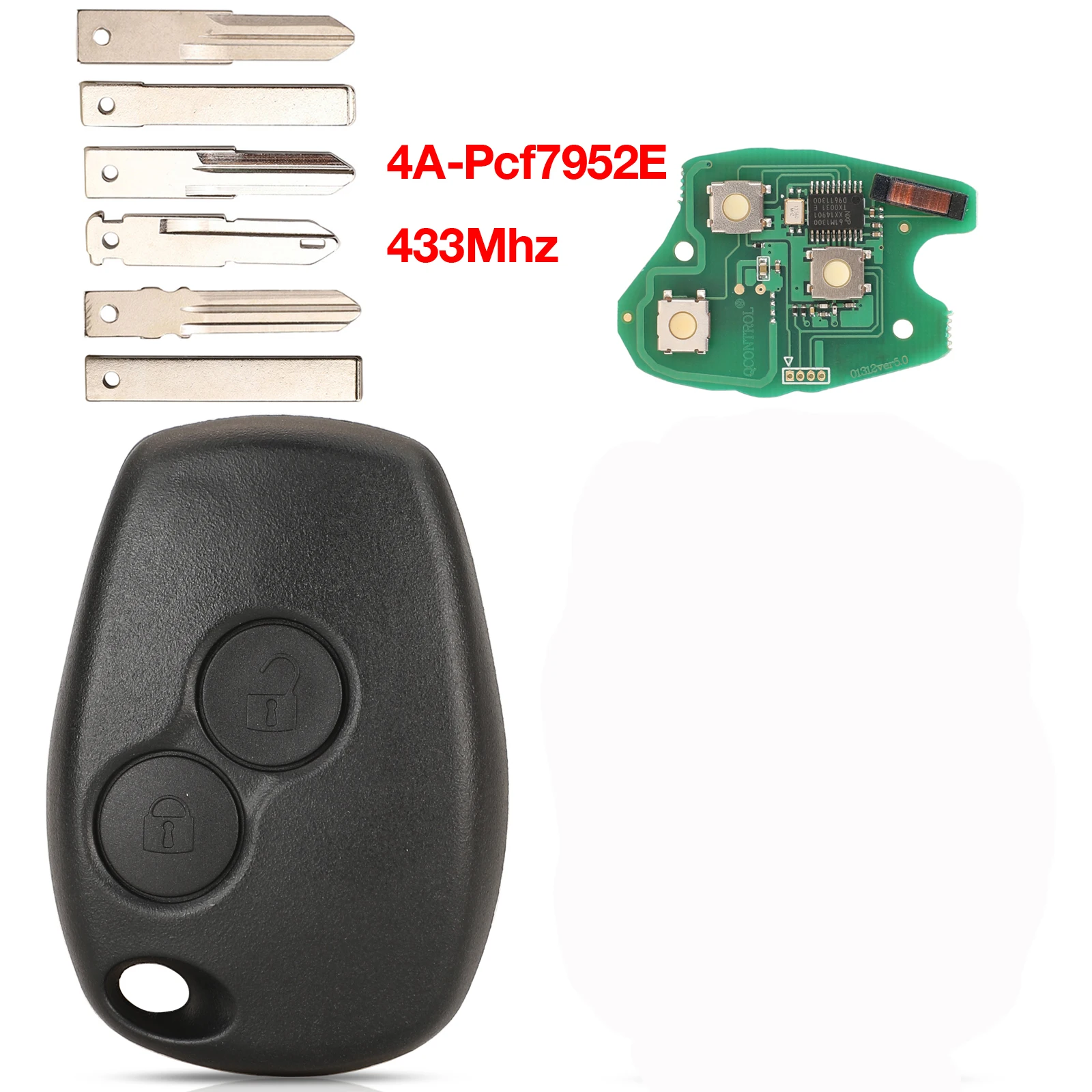 

2Butons Car Remote Key Shell For Renault Clio Scenic Kangoo Megane 4a/PCF7952E Chip 433MHZ